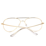 Classic Vintage Memory Metal Aviator Clear Lens Glasses Non-Prescription