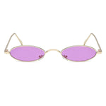 Vintage Slender Oval Sunglasses Small Metal Frame Candy Colors Mens Womens