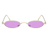 Vintage Slender Oval Sunglasses Small Metal Frame Candy Colors Mens Womens
