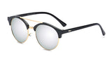 Classic Half Frame Mirrored Round Lens Double Bridge Sunglasses Eyewear