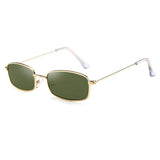 Retro Square Acrylic Flat Lens Small Metal Frame Sunglasses Non Polarized