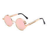 Spring Legs Steampunk Sunglasses Screws Retro Round Frame