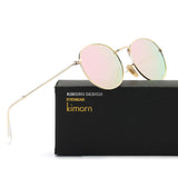Polarized Sunglasses Small Round Metal Frame Mirrored Lens Glasses K0556