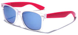 Colorful Retro Fashion Sunglasses Translucent Clear Matte Frame - Color Mirrored Lenses