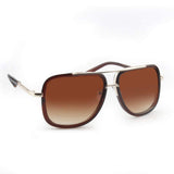 Classic Square Sunglasses Oversized Double Bar Metal Frame