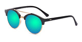 Classic Half Frame Mirrored Round Lens Double Bridge Sunglasses Eyewear