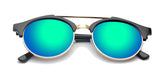 Classic Half Frame Mirrored Round Lens Double Bridge Sunglasses Eyewear