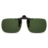 Polarized Rectangle Flip Up Clip On Sunglasses Over Prescription Glasses And Readers