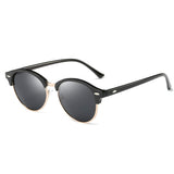 Polarized Clubmaster Round Sunglasses Unisex Semi-Rimless Horn Rimmed