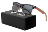 Polarized Walnut Wood Wayfarer Sunglasses Set | Black Lenses| Wire or Full Frame | Spring Hinges | Carrying Case | Cleaning Cloth | Protective Pouch |