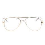 Classic Vintage Memory Metal Aviator Clear Lens Glasses Non-Prescription