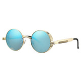Retro Small Round Circle Steampunk Gothic Sunglasses for Men Women Metal Frame(46mm)
