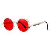 Retro Small Round Circle Steampunk Gothic Sunglasses for Men Women Metal Frame(46mm)