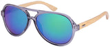 Retro Aviators Bamboo Wood Sunglasses Color Full Mirrored Lens w/Fiber Case