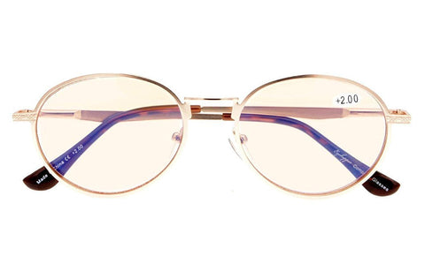 UV Protection,Anti Blue Rays,Reduce Eyestrain,Round Computer Reading Glasses