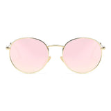 Polarized Sunglasses Small Round Metal Frame Mirrored Lens Glasses K0556