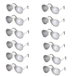 Wholesale Vintage Reflective Mirror Lens Metal Frame Aviator Party Sunglasses Bulk Lot Glasses 12 Pack