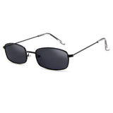 Retro Square Acrylic Flat Lens Small Metal Frame Sunglasses Non Polarized