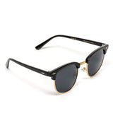 Retro Classic Metal Half Frame Horn Rimmed Sunglasses