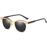 Polarized Half Frame Clubmaster Sunglasses Horn Rimmed Overlap Frame Eyewear