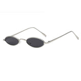 Vintage Slender Oval Sunglasses Small Metal Frame Candy Colors Mens Womens