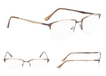 3-Pack Half-rim Brushed Metal Reading Glasses with Spring Hings