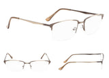 3-Pack Half-rim Brushed Metal Reading Glasses with Spring Hings