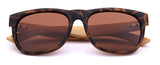 Polarized Classic Horn Rimmed Sunglasses with Bamboo Wood Temples