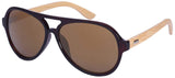 Retro Aviators Bamboo Wood Sunglasses Color Full Mirrored Lens w/Fiber Case