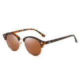 Polarized Clubmaster Round Sunglasses Unisex Semi-Rimless Horn Rimmed
