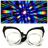 Padded Diffraction Goggles - Rave Steampunk EDM Welder Gothic Raver Costume Fashion - Chrome Copper White Black