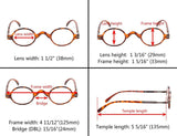 5-pack Mini Oval Round Reading Glasses with Spring Temple include Sun Readers