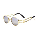 Retro Round Steampunk Sunglasses Metal Frame