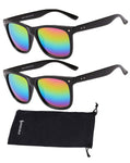 Best Value Retro Large Horn Rimmed Mirror Lens Wayfarer Polarized Sunglasses