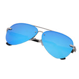 Premium Military Style Rimless Classic Aviator Sunglasses for Men - Driving Sunglasses, Polarized, 100% UV protection