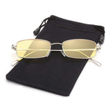 Rectangular Sunglasses Small Thin Metal Rim Hippie Candy Tinted Lens Shades