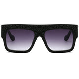 Flat Top Square Rhinestone Sunglasses Full Crystal Brand Eyewear