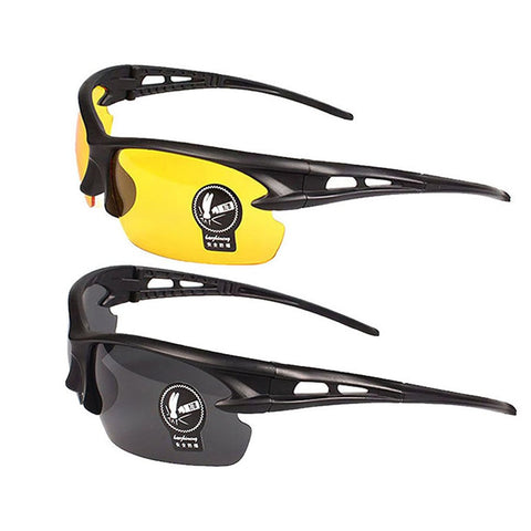 2 Pairs Unisex Sunglasses Anti Glare Non-Polarized Stylish Day and Night Vision Glasses best for Men Women Driving Sports
