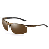 Lightweight Al-Mg Alloy Metal Half-frame Streamlined Polarized Sports Sunglasses Large for men women