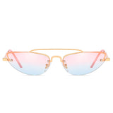 Vintage Slender Petals Shape Arc Temple Cat eye Sunglasses Skinny Design Glasses