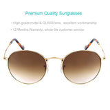 Round Sunglasses handmade frame with Glass Lens 3447, 100% UV Blocking