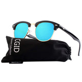 Classic Polarized Semi Rimless Unisex Horn Rimmed Sunglasses Mens Womens