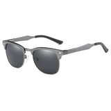 Classic Polarized Retro Sunglasses Al-Mg Semi-rimless Driving Sun Glasses