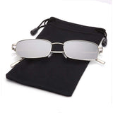 Rectangular Sunglasses Small Thin Metal Rim Hippie Candy Tinted Lens Shades