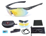 Polarized Sports Sunglasses, UV400 Protection,with 5 Interchangeable Lenses, TR90 Lightweight Frame, Cycling Glasses for Men and Women for Running Skiing Fishing Driving Hiking Riding