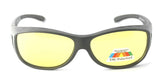 Fit Over HD Night Vision Driving Glasses Anti Glare polarized +car clip holder