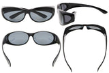Polarized Bifocal Sunglasses To Wear Over Glasses Polycarbonate Polarised Lens Fitover Sunreaders (Black/Grey Lenses, +2.50)