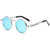 Gothic Round Metal Frame with Mirrored Lenses for Men Sunglasses RP6634