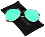 Flat Lens Oversized Mirrored Aviator Sunglasses (L-XL size head)