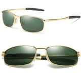 Rectangular Sunglasses For Men With Metal Frame Polarized Retro Square Sunglasses Ultra Light